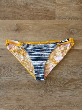 Women’s Yellow Striped & Floral Bikini Bottom